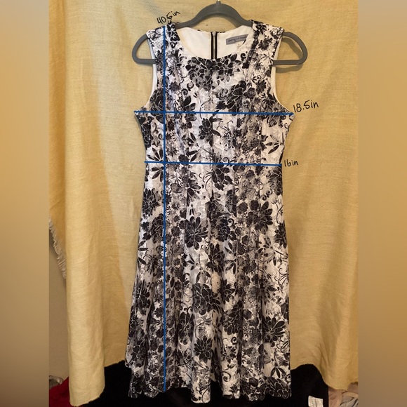 Danny and Nicole Black and White Floral Print Lace Midi Dress, Size 6 - Picture 4 of 4